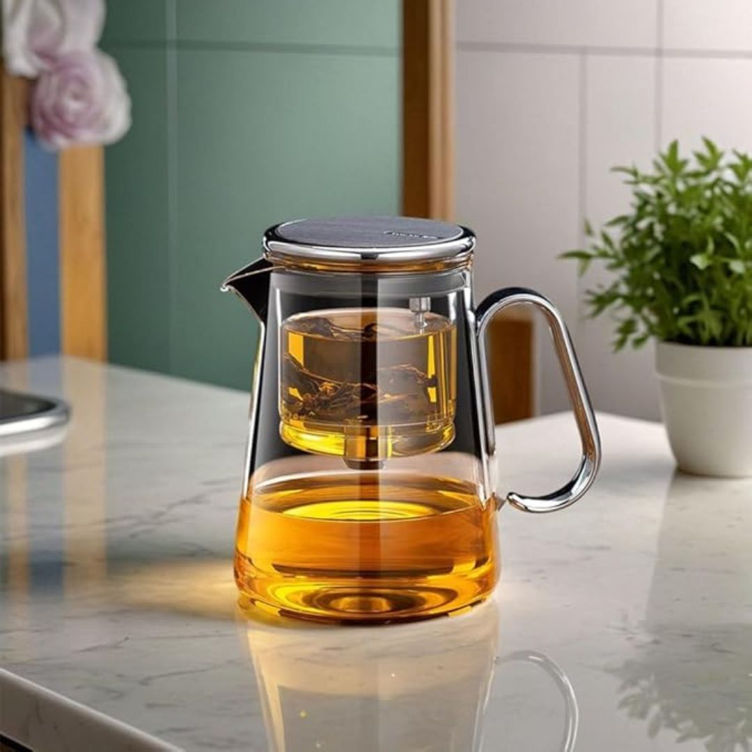 InfuZen – Luxe & Functionele Theepot van Borosilicaatglas met Magnetisch Drijvend Systeem
