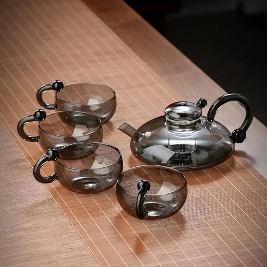 Glassique – Elegante Theepotset van Borosilicaatglas met Semi-Automatische Filter voor een Verfijnd Theeritueel
