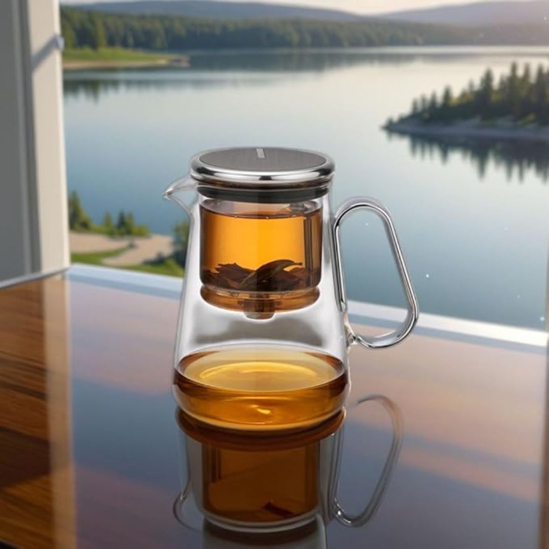 InfuZen – Luxe & Functionele Theepot van Borosilicaatglas met Magnetisch Drijvend Systeem
