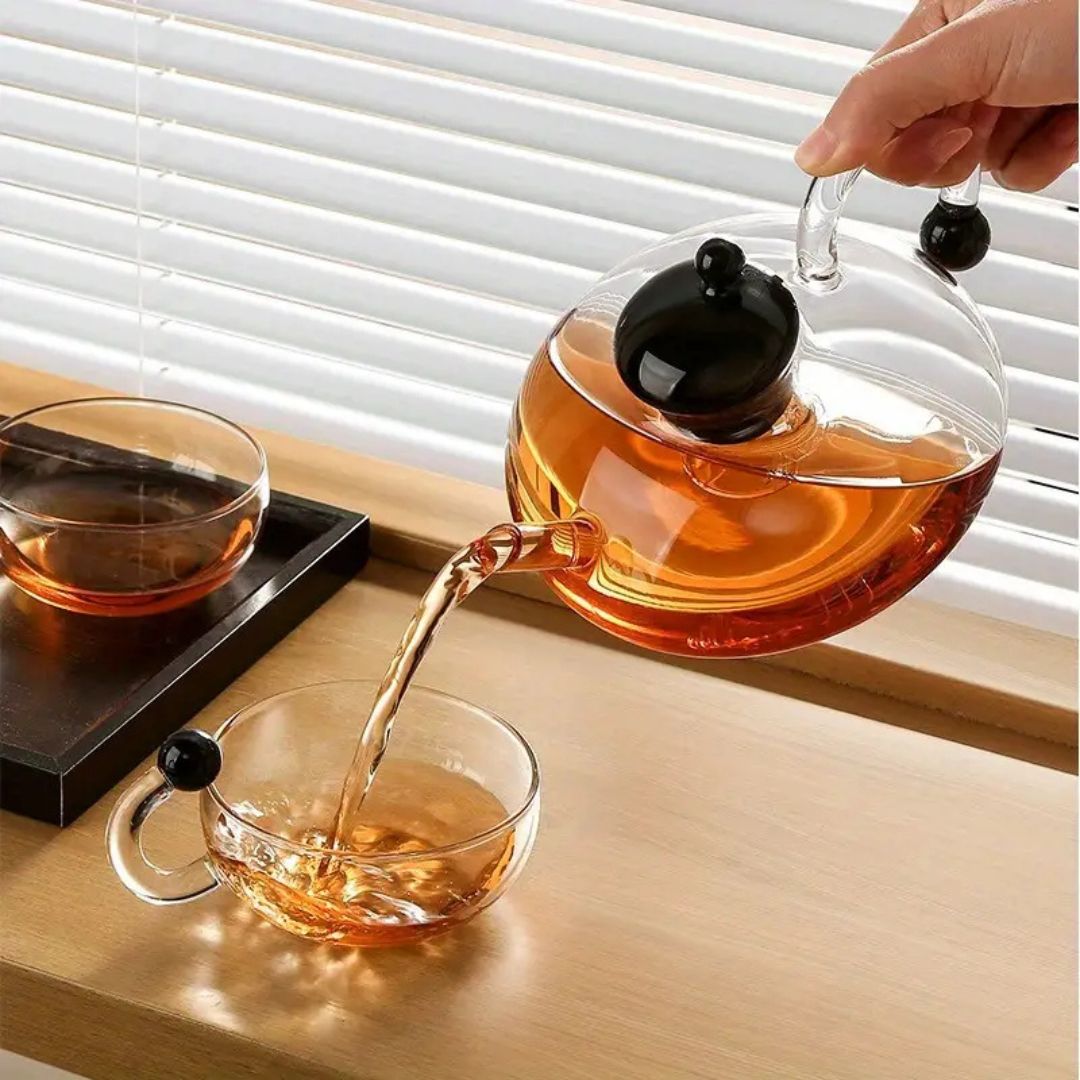 Glassique – Elegante Theepotset van Borosilicaatglas met Semi-Automatische Filter voor een Verfijnd Theeritueel