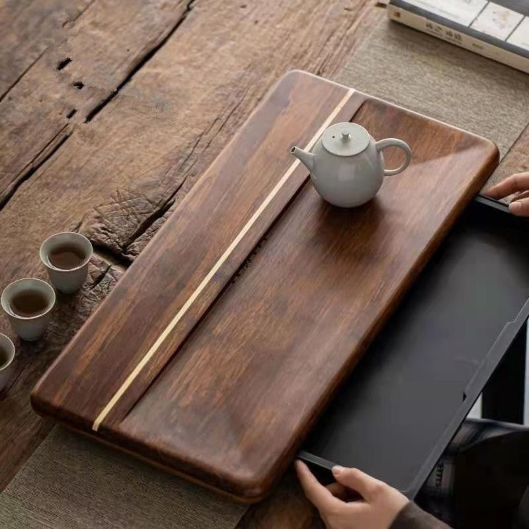 ZenAura – Elegant Functionele Theetafel Tray van Japans Bamboe voor Ceremoniële Beleving