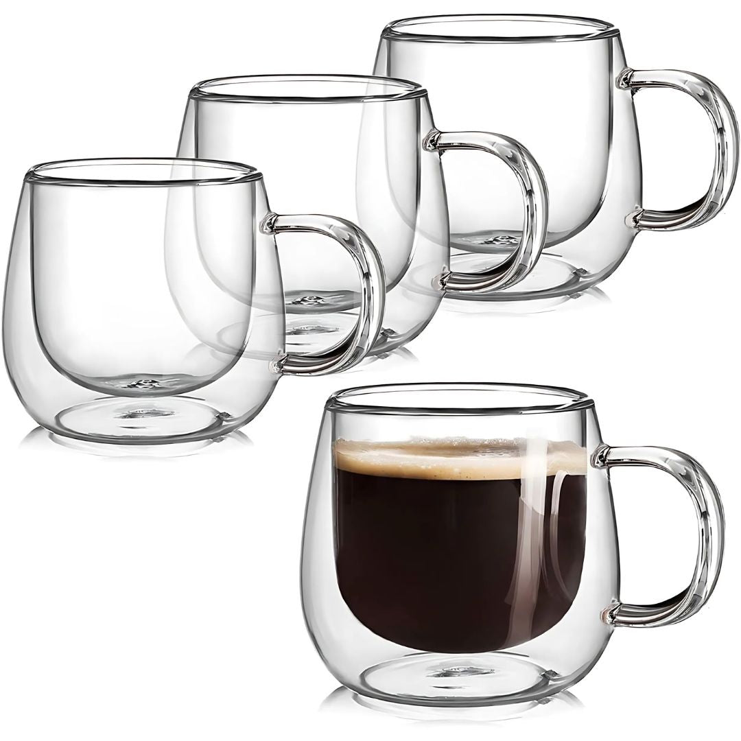 GlasséAura – Elegant Dubbelwandige Koffiemokken met Zwevend Design voor Stijlvol Genieten