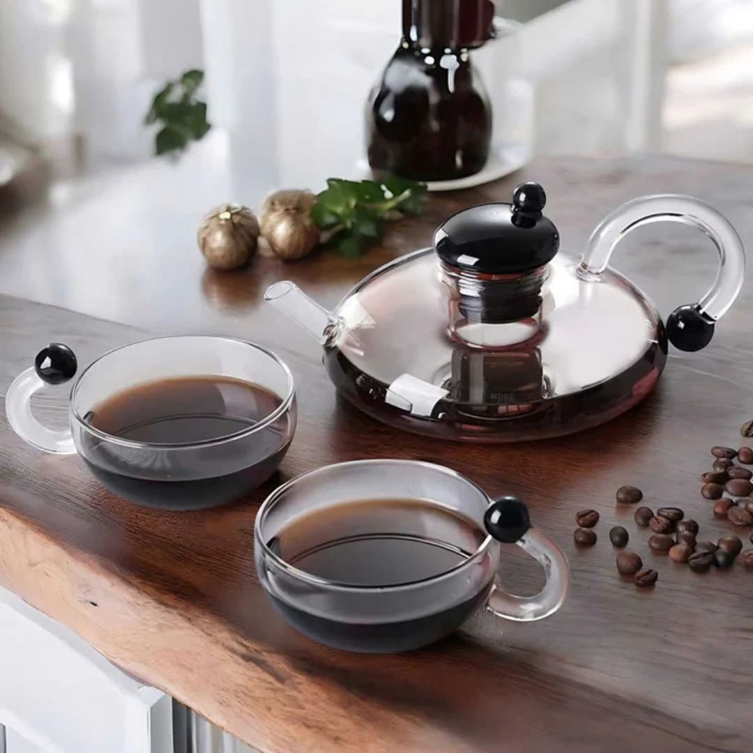 Glassique – Elegante Theepotset van Borosilicaatglas met Semi-Automatische Filter voor een Verfijnd Theeritueel