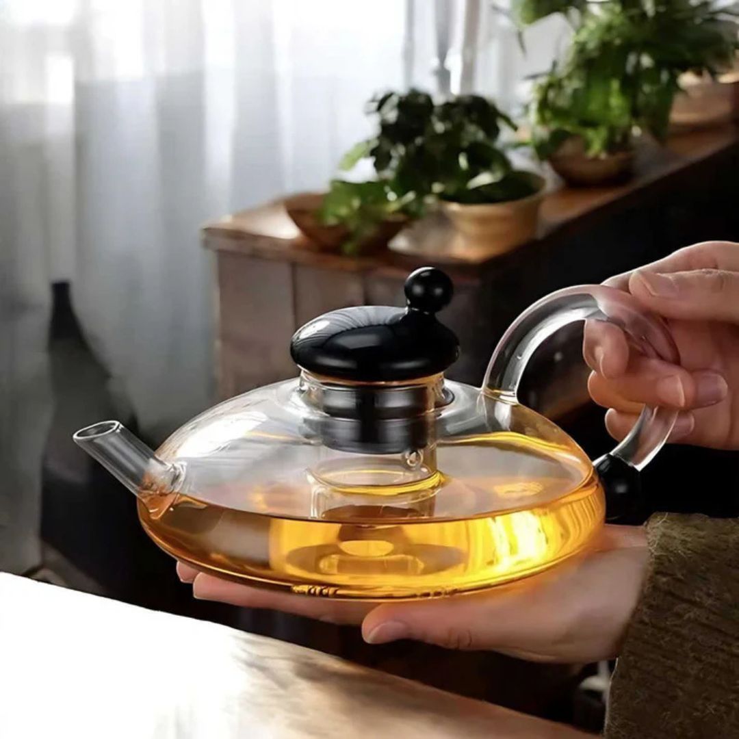 Glassique – Elegante Theepotset van Borosilicaatglas met Semi-Automatische Filter voor een Verfijnd Theeritueel