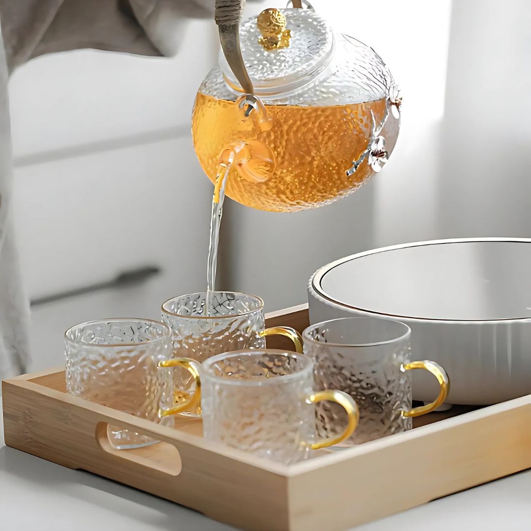 ZenAura – verfijnd Glazen Theeservies met Oosterse Elegantiesfeer