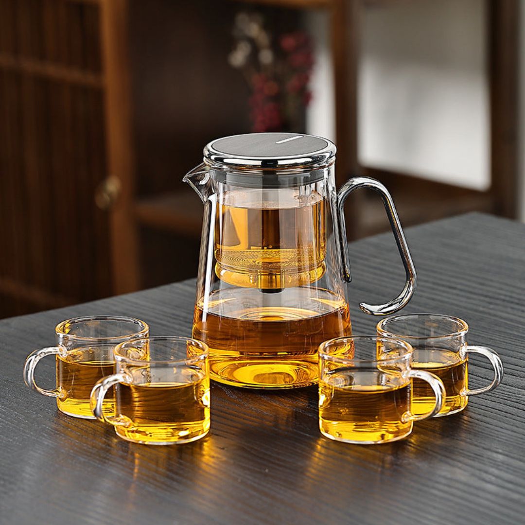 InfuZen – Luxe & Functionele Theepot van Borosilicaatglas met Magnetisch Drijvend Systeem