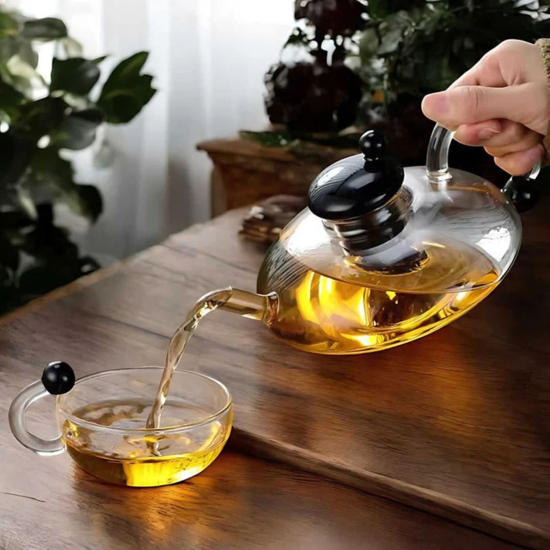 Glassique – Elegante Theepotset van Borosilicaatglas met Semi-Automatische Filter voor een Verfijnd Theeritueel