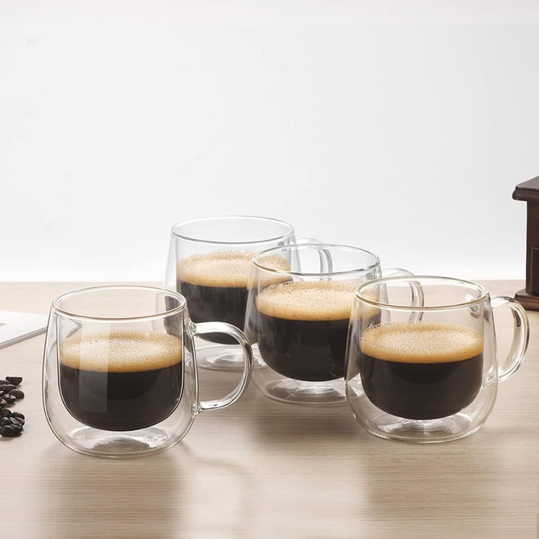GlasséAura – Elegant Dubbelwandige Koffiemokken met Zwevend Design voor Stijlvol Genieten