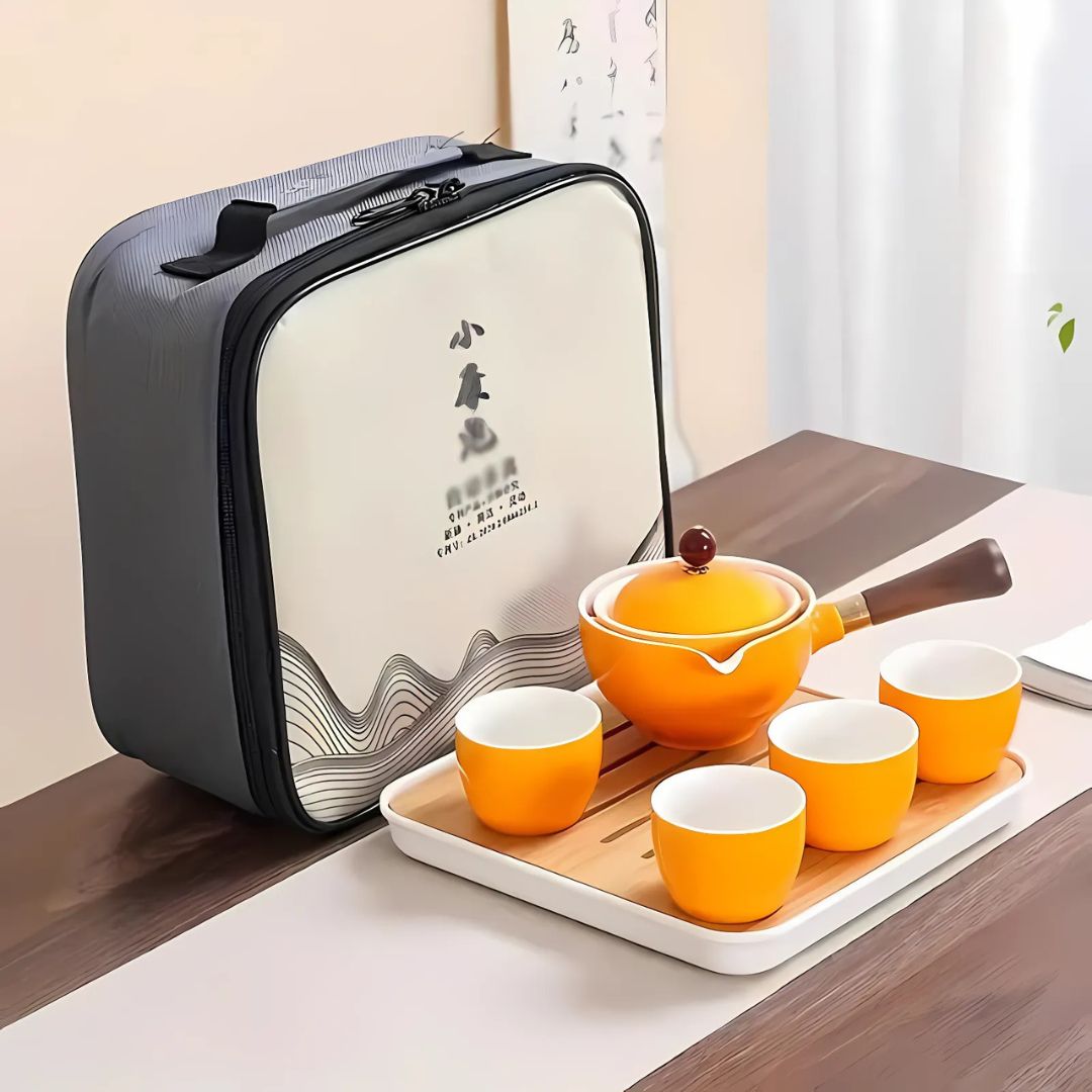 SereniBrew – Elegante Keramische Theeset met Innovatief Draaiontwerp voor Thee in Stijl