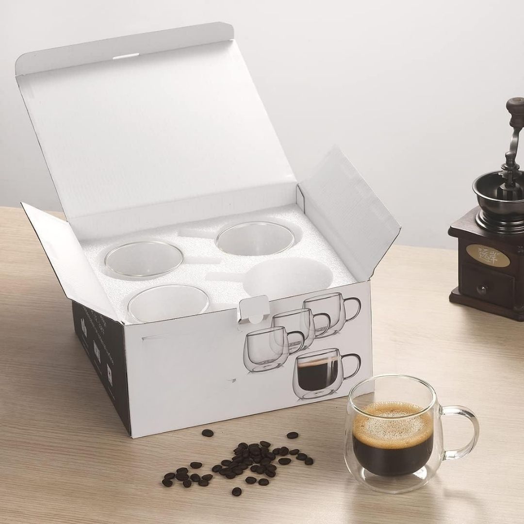 GlasséAura – Elegant Dubbelwandige Koffiemokken met Zwevend Design voor Stijlvol Genieten