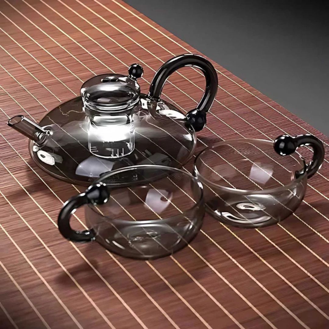 Glassique – Elegante Theepotset van Borosilicaatglas met Semi-Automatische Filter voor een Verfijnd Theeritueel