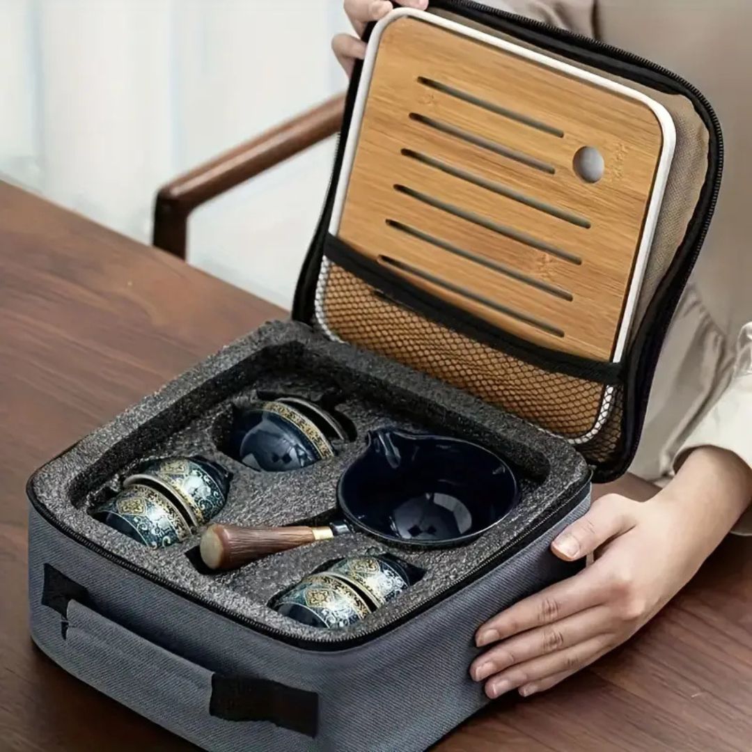 SereniBrew – Elegante Keramische Theeset met Innovatief Draaiontwerp voor Thee in Stijl