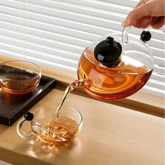 Glassique – Elegante Theepotset van Borosilicaatglas met Semi-Automatische Filter voor een Verfijnd Theeritueel