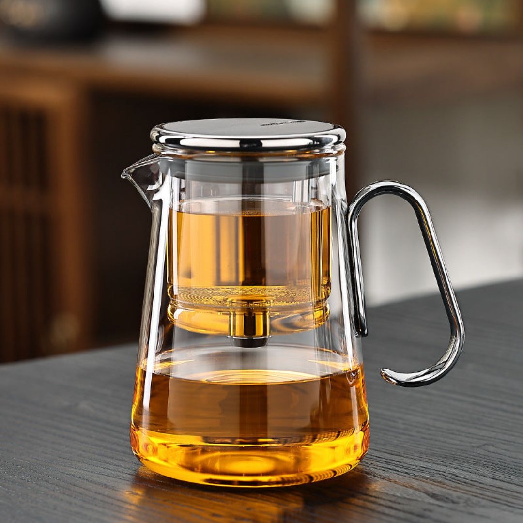 InfuZen – Luxe & Functionele Theepot van Borosilicaatglas met Magnetisch Drijvend Systeem