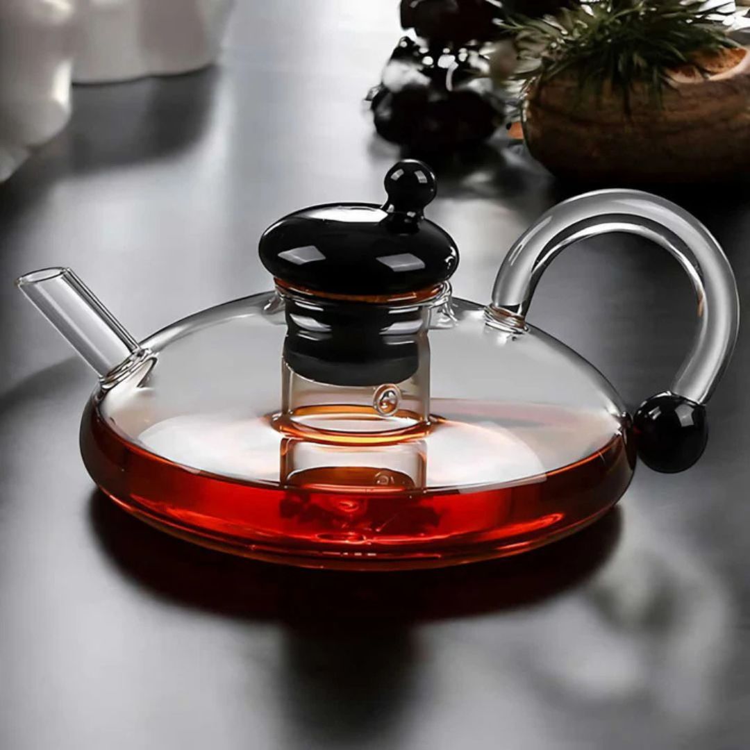 Glassique – Elegante Theepotset van Borosilicaatglas met Semi-Automatische Filter voor een Verfijnd Theeritueel