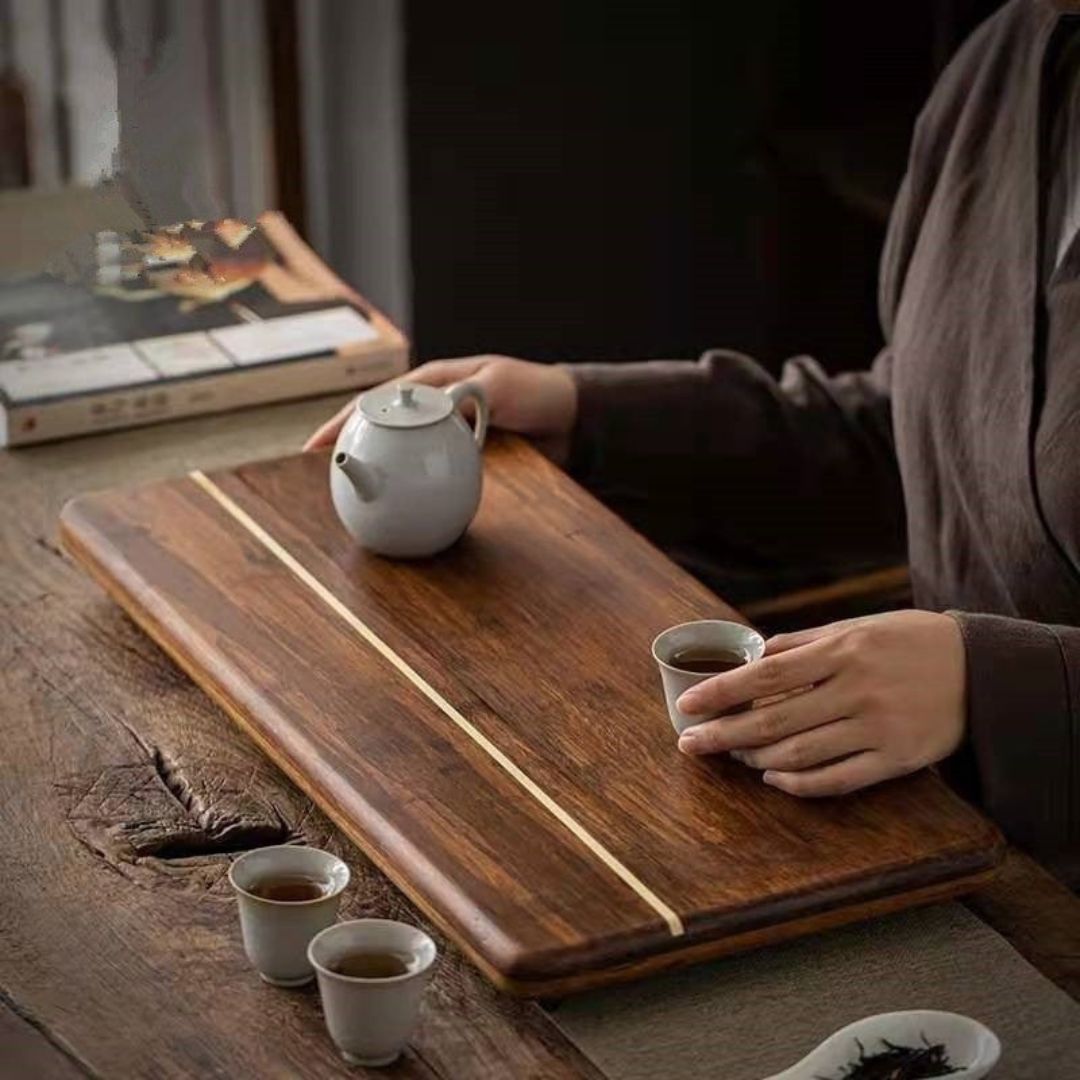 ZenAura – Elegant Functionele Theetafel Tray van Japans Bamboe voor Ceremoniële Beleving